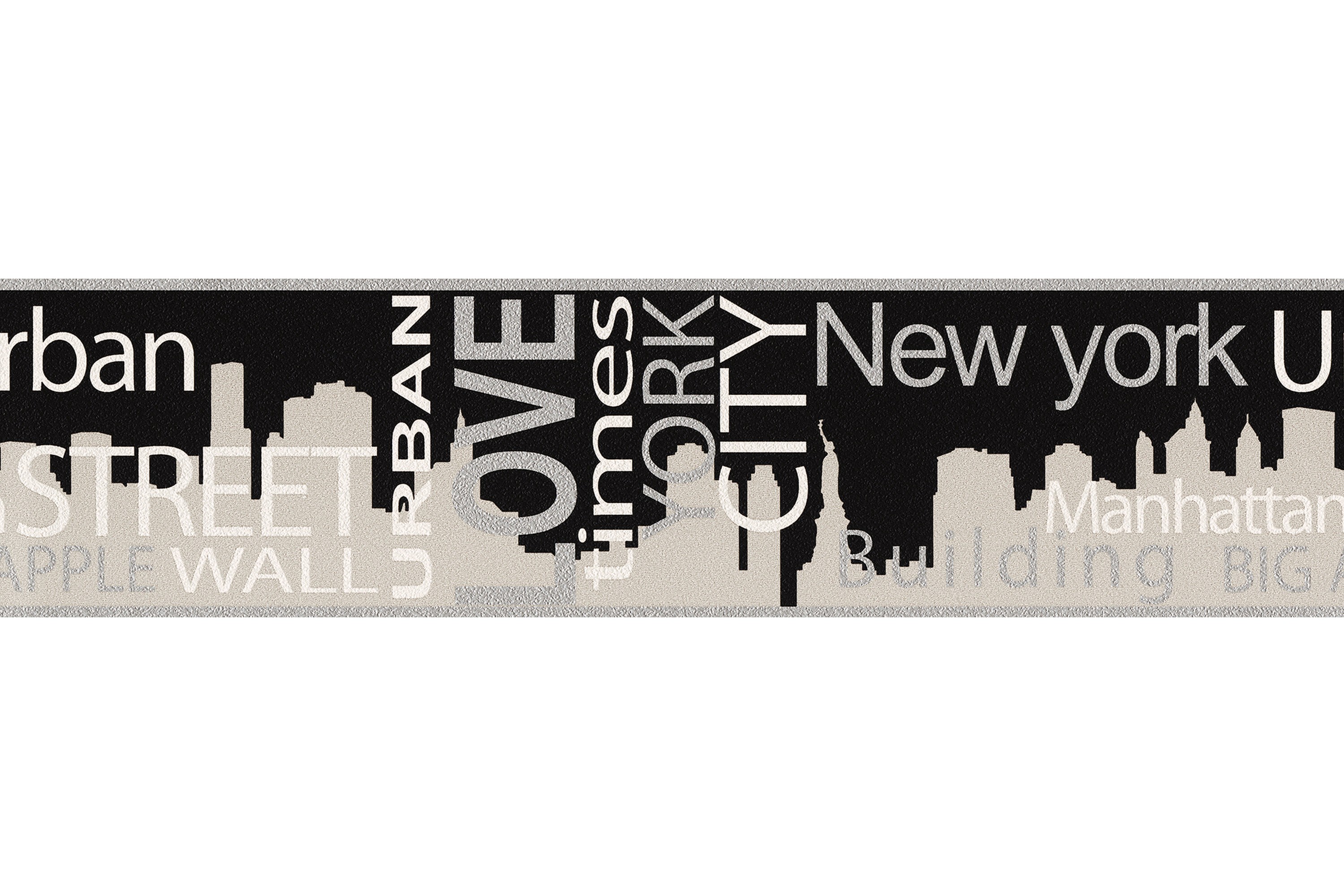 Border Only Borders Papper Svart Silver GråAS Creation