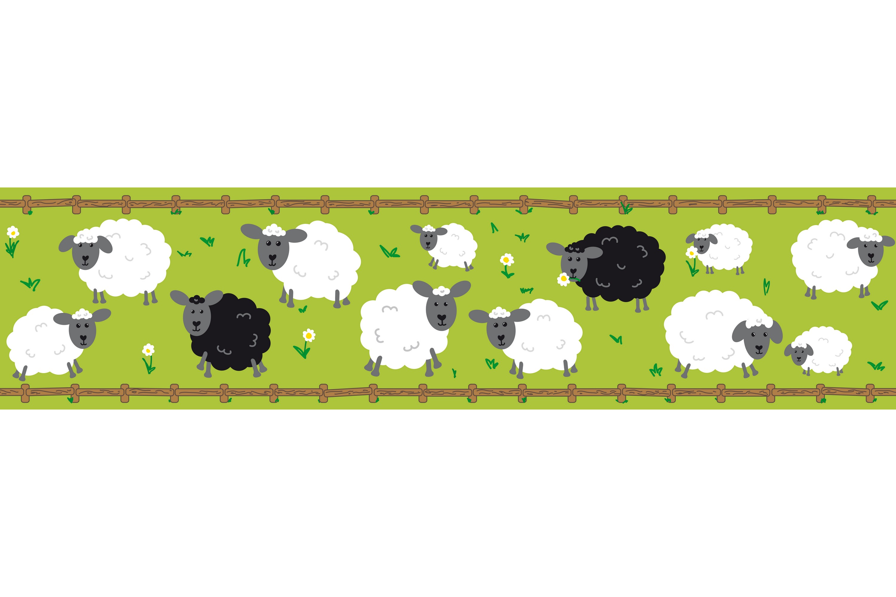 Självhäftande border Sheep Family Grön Svart AS Creation
