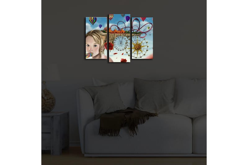 Canvasmålning Dekorativ LED-belysning 3 Delar - Flerfärgad - Inredning - Tavlor & posters - Canvastavla