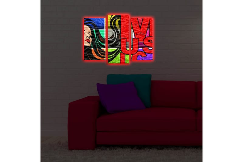 Canvasmålning Dekorativ LED-belysning 3 Delar - Flerfärgad - Inredning - Tavlor & posters - Canvastavla