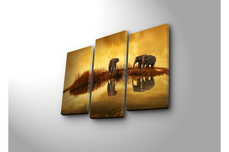 Canvasmålning Dekorativ LED-belysning 3 Delar - Flerfärgad - Inredning - Tavlor & posters - Canvastavla