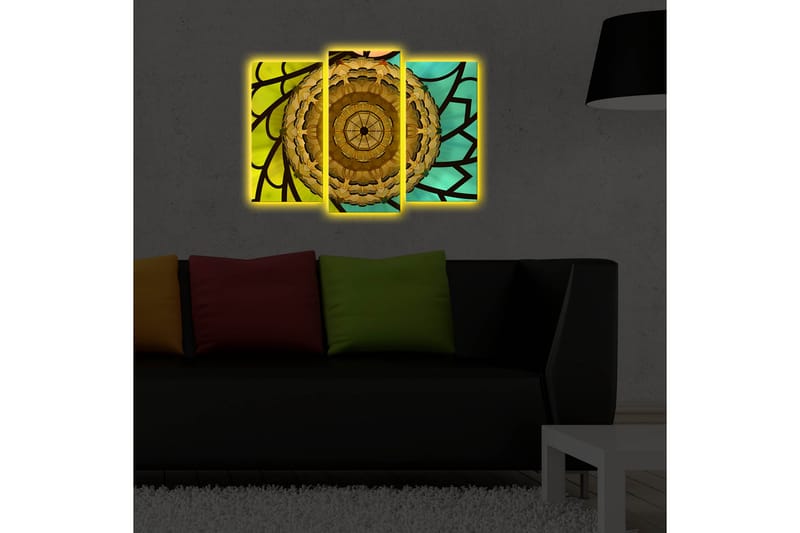 Canvasmålning Dekorativ LED-belysning 3 Delar - Flerfärgad - Inredning - Tavlor & posters - Canvastavla