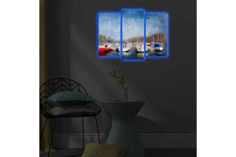Canvasmålning Dekorativ LED-belysning 3 Delar - Flerfärgad - Inredning - Tavlor & posters - Canvastavla