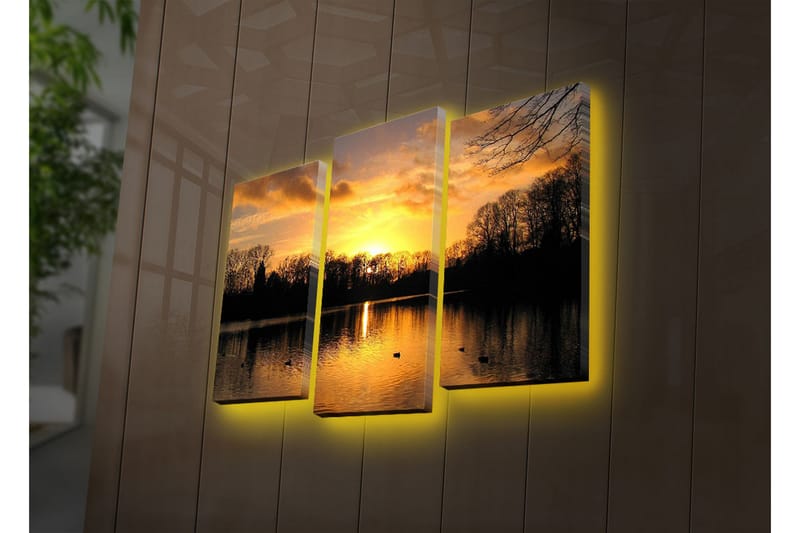 Canvasmålning Dekorativ LED-belysning 3 Delar - Flerfärgad - Inredning - Tavlor & posters - Canvastavla