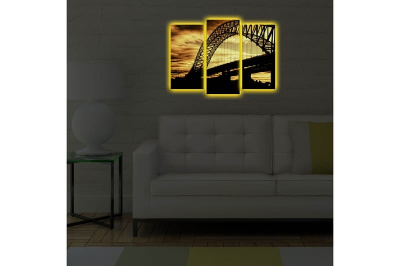 Canvasmålning Dekorativ LED-belysning 3 Delar - Flerfärgad - Inredning - Tavlor & posters - Canvastavla