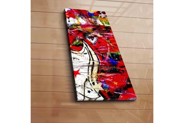 Canvastavla 30x70 cm - Dynamisk abstrakt komposition med inslag av röda och svarta former - Röd / Svart / Vit - Inredning - Tavlor & posters - Canvastavla