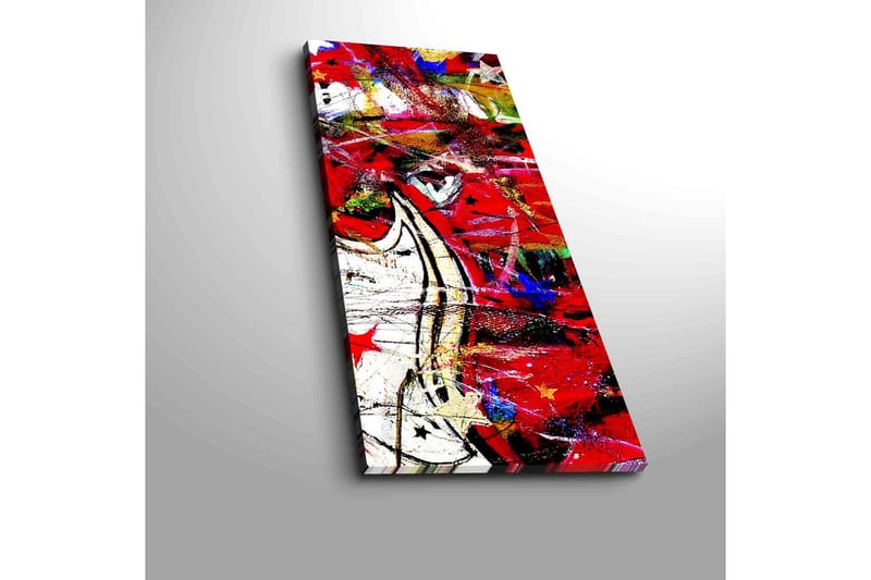 Canvastavla 30x70 cm - Dynamisk abstrakt komposition med inslag av röda och svarta former - Röd / Svart / Vit - Inredning - Tavlor & posters - Canvastavla