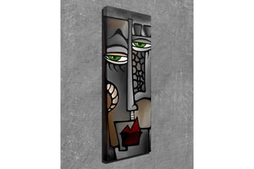 Canvastavla 30x80 cm - Abstrakt ansikte med gröna ögon - Grå / Svart / Röd - Inredning - Tavlor & posters - Canvastavla