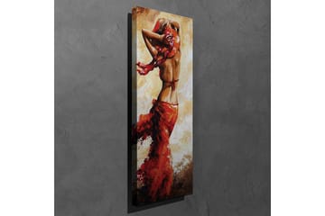 Canvastavla 30x80 cm - Dansande kvinna med röd klänning - Röd / Beige / Brun - Inredning - Tavlor & posters - Canvastavla