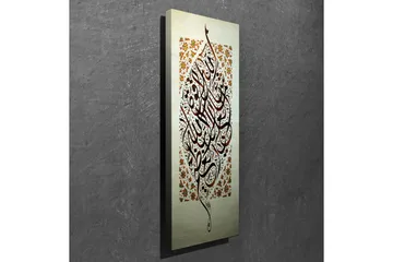 Canvastavla 30x80 cm - Elegant kalligrafi med blommönster i bakgrunden - Mörkbrun / Vit / Röd - Inredning - Tavlor & posters - Canvastavla