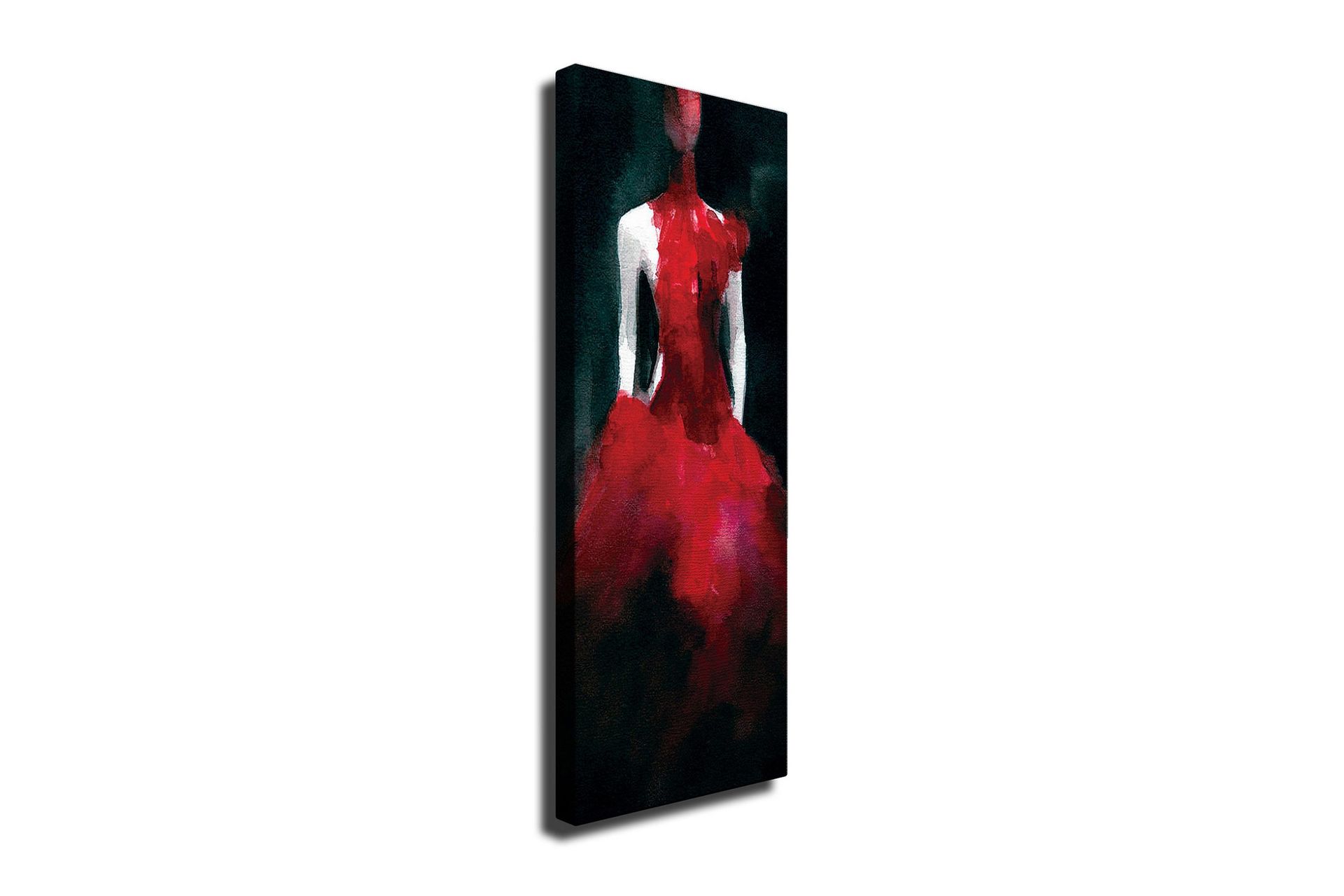 Canvastavla 30x80 cm - Elegant klänning i röd nyans - Röd / Svart