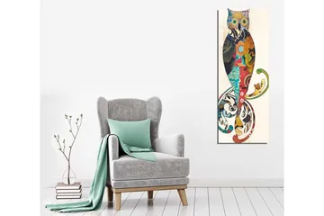 Canvastavla 30x80 cm - Färgglad uggla med dekorativa mönster - Turkos / Röd / Gul - Inredning - Tavlor & posters - Canvastavla