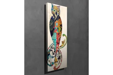 Canvastavla 30x80 cm - Färgglad uggla med dekorativa mönster - Turkos / Röd / Gul - Inredning - Tavlor & posters - Canvastavla