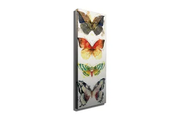 Canvastavla 30x80 cm - Färgglada fjärilar i vertikal komposition - Blå / Orange / Grön - Inredning - Tavlor & posters - Canvastavla