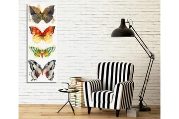 Canvastavla 30x80 cm - Färgglada fjärilar i vertikal komposition - Blå / Orange / Grön - Inredning - Tavlor & posters - Canvastavla