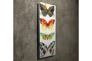 Canvastavla 30x80 cm - Färgglada fjärilar i vertikal komposition - Blå / Orange / Grön - Inredning - Tavlor & posters - Canvastavla