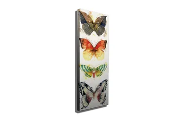 Canvastavla 30x80 cm - Färgglada fjärilar i vertikal komposition - Blå / Orange / Grön - Inredning - Tavlor & posters - Canvastavla