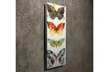 Canvastavla 30x80 cm - Färgglada fjärilar i vertikal komposition - Blå / Orange / Grön - Inredning - Tavlor & posters - Canvastavla