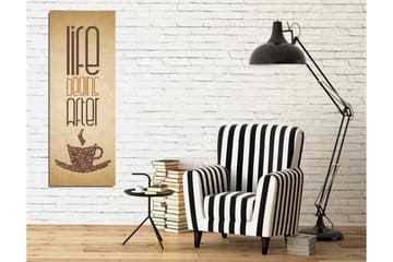 Canvastavla 30x80 cm - Inspirerande citat om livet med en kaffekopp som huvudmotiv - Beige / Brun - Inredning - Tavlor & posters - Canvastavla
