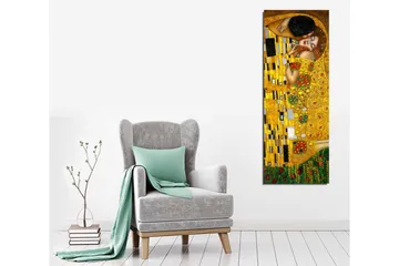 Canvastavla 30x80 cm - Känslosam omfamning mellan två älskande - Guld / Grön / Röd - Inredning - Tavlor & posters - Canvastavla