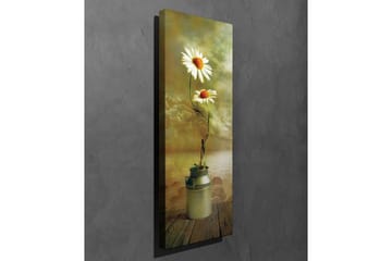 Canvastavla 30x80 cm - Två prästkragar i en mjölkkruka - Vit / Grön / Beige - Inredning - Tavlor & posters - Canvastavla