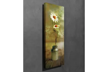 Canvastavla 30x80 cm - Två prästkragar i en mjölkkruka - Vit / Grön / Beige - Inredning - Tavlor & posters - Canvastavla