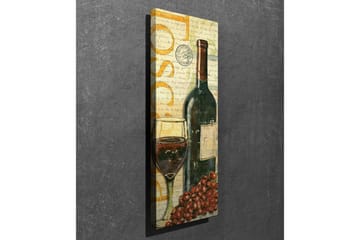 Canvastavla 30x80 cm - Vinflaska med glas och druvor - Mörkgrön / Röd / Brun - Inredning - Tavlor & posters - Canvastavla