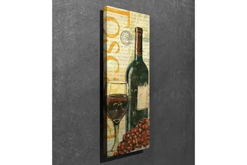 Canvastavla 30x80 cm - Vinflaska med glas och druvor - Mörkgrön / Röd / Brun - Inredning - Tavlor & posters - Canvastavla