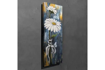 Canvastavla 30x80 cm - Vita prästkragar med en blå och guldaktig bakgrund - Vit / Blå / Guld - Inredning - Tavlor & posters - Canvastavla