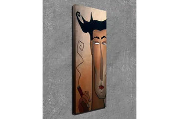 Canvastavla 30x80 cm - Porträtt av en man med cigarr och stiliserat hår - Mörkbrun / Beige / Svart - Inredning - Tavlor & posters - Canvastavla
