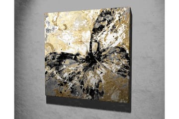 Canvastavla 45x45 cm - Abstrakt fjäril med guldiga och svarta inslag - Guld / Svart / Vitt - Inredning - Tavlor & posters - Canvastavla