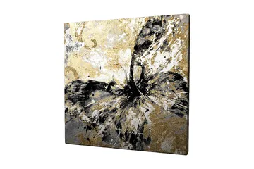 Canvastavla 45x45 cm - Abstrakt fjäril med guldiga och svarta inslag - Guld / Svart / Vitt - Inredning - Tavlor & posters - Canvastavla