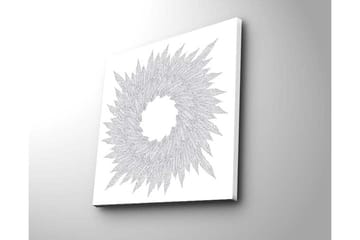 Canvastavla 45x45 cm - Abstrakt komposition av bladformade mönster i en cirkulär formation - Vit / Grå - Inredning - Tavlor & posters - Canvastavla