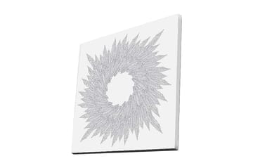 Canvastavla 45x45 cm - Abstrakt komposition av bladformade mönster i en cirkulär formation - Vit / Grå - Inredning - Tavlor & posters - Canvastavla