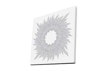 Canvastavla 45x45 cm - Abstrakt komposition av bladformade mönster i en cirkulär formation - Vit / Grå - Inredning - Tavlor & posters - Canvastavla