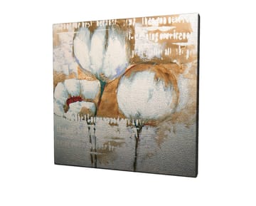 Canvastavla 45x45 cm - Abstrakt komposition med blommor i ljusa toner - Vit / Beige / Brun - Inredning - Tavlor & posters - Canvastavla
