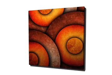 Canvastavla 45x45 cm - Abstrakt komposition med cirkulära former i varma toner - Orange / Brun / Guld - Inredning - Tavlor & posters - Canvastavla