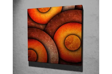 Canvastavla 45x45 cm - Abstrakt komposition med cirkulära former i varma toner - Orange / Brun / Guld - Inredning - Tavlor & posters - Canvastavla