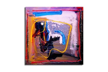 Canvastavla 45x45 cm - Abstrakt komposition med färgglada linjer och former - Blå / Gul / Röd - Inredning - Tavlor & posters - Canvastavla
