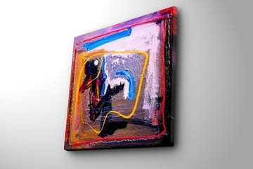 Canvastavla 45x45 cm - Abstrakt komposition med färgglada linjer och former - Blå / Gul / Röd - Inredning - Tavlor & posters - Canvastavla