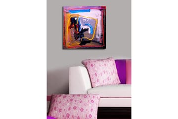 Canvastavla 45x45 cm - Abstrakt komposition med färgglada linjer och former - Blå / Gul / Röd - Inredning - Tavlor & posters - Canvastavla