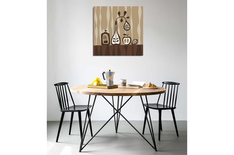 Canvastavla 45x45 cm - Abstrakt komposition med flaskor och frukter - Beige / Brun / Vit - Inredning - Tavlor & posters - Canvastavla