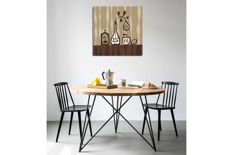Canvastavla 45x45 cm - Abstrakt komposition med flaskor och frukter - Beige / Brun / Vit - Inredning - Tavlor & posters - Canvastavla