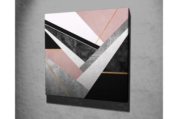Canvastavla 45x45 cm - Abstrakt komposition med geometriska former i kontrasterande färger - Rosa / Svart / Grå - Inredning - Tavlor & posters - Canvastavla