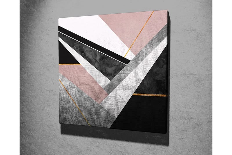 Canvastavla 45x45 cm - Abstrakt komposition med geometriska former i kontrasterande färger - Rosa / Svart / Grå - Inredning - Tavlor & posters - Canvastavla