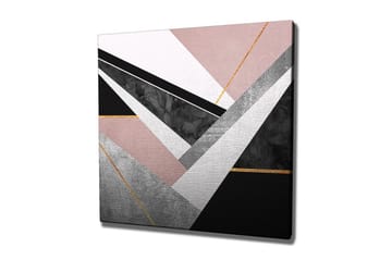 Canvastavla 45x45 cm - Abstrakt komposition med geometriska former i kontrasterande färger - Rosa / Svart / Grå - Inredning - Tavlor & posters - Canvastavla