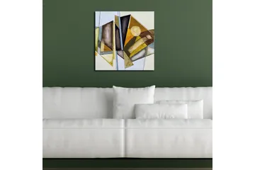 Canvastavla 45x45 cm - Abstrakt komposition med geometriska former i varma toner - Guld / Brunt / Blått - Inredning - Tavlor & posters - Canvastavla