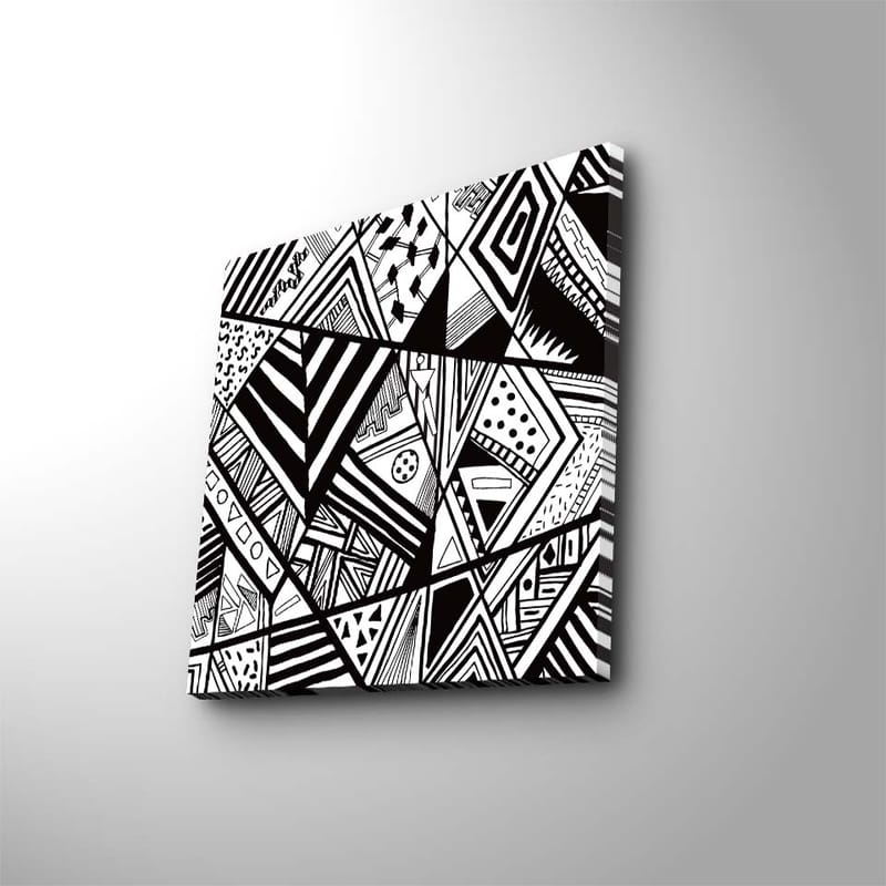 Canvastavla 45x45 cm - Abstrakt komposition med geometriska mönster i svart och vitt - Svart / Vit - Inredning - Tavlor & posters - Canvastavla