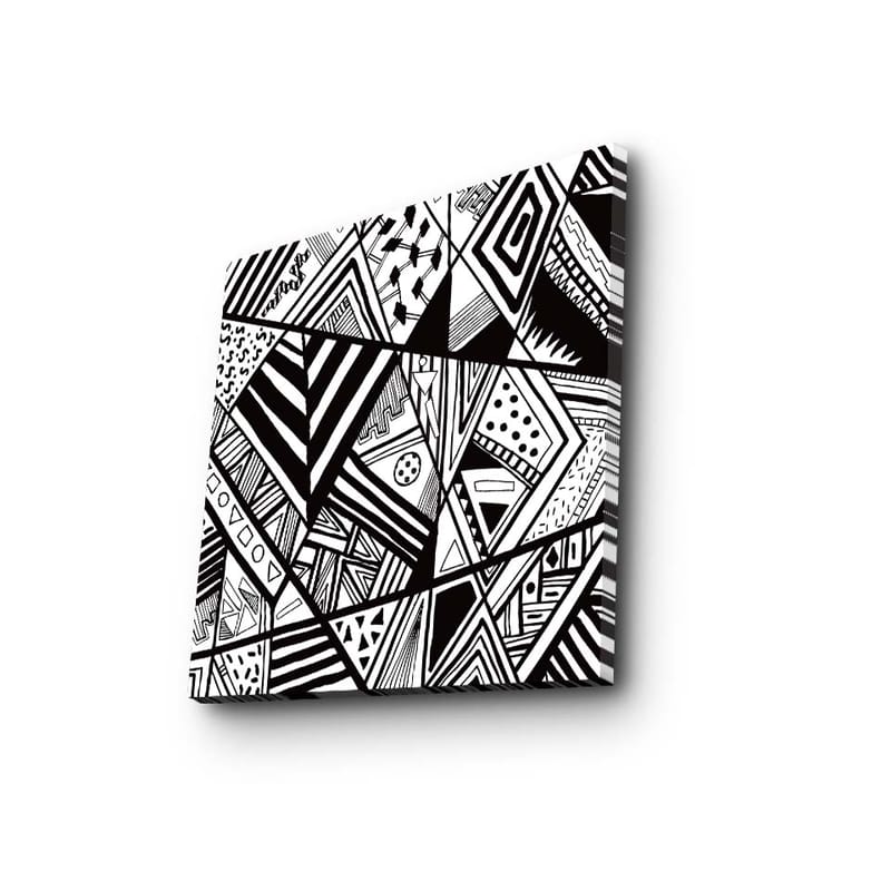 Canvastavla 45x45 cm - Abstrakt komposition med geometriska mönster i svart och vitt - Svart / Vit - Inredning - Tavlor & posters - Canvastavla