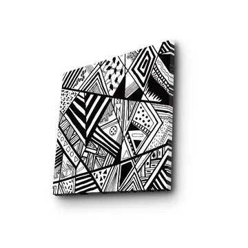 Canvastavla 45x45 cm - Abstrakt komposition med geometriska mönster i svart och vitt - Svart / Vit - Inredning - Tavlor & posters - Canvastavla